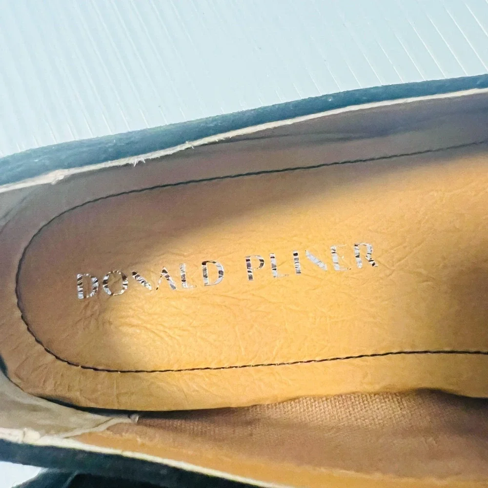 Donald Pliner Shoes Womens 7.5 Black Suede Loafer Chain Casual Chunky Bristol - Picture 11 of 12